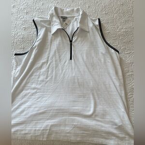 NWT Talbots White Sleeveless Polo with black piping. Size 3X.